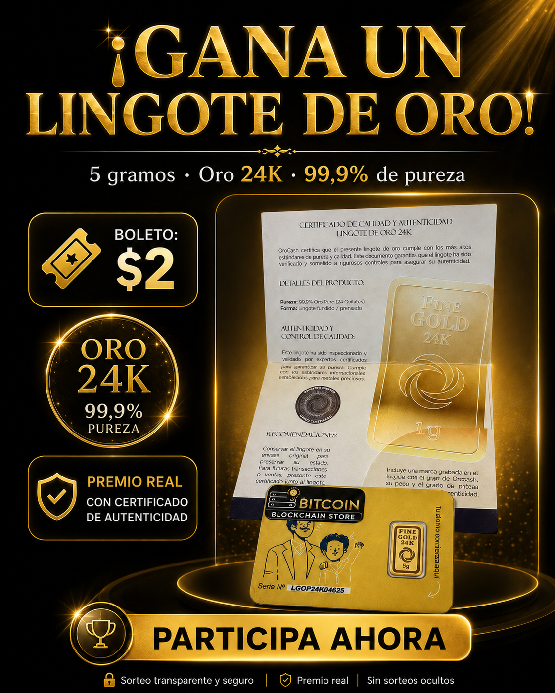 ✨¡GANA UN LINGOTE DE ORO 24K DE 5 GRAMOS!✨